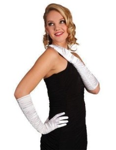 Gants Hollywood blancs jusqu'au coude - de haute qualité, idéaux pour le carnaval, les fêtes à thème et les événements spéciaux